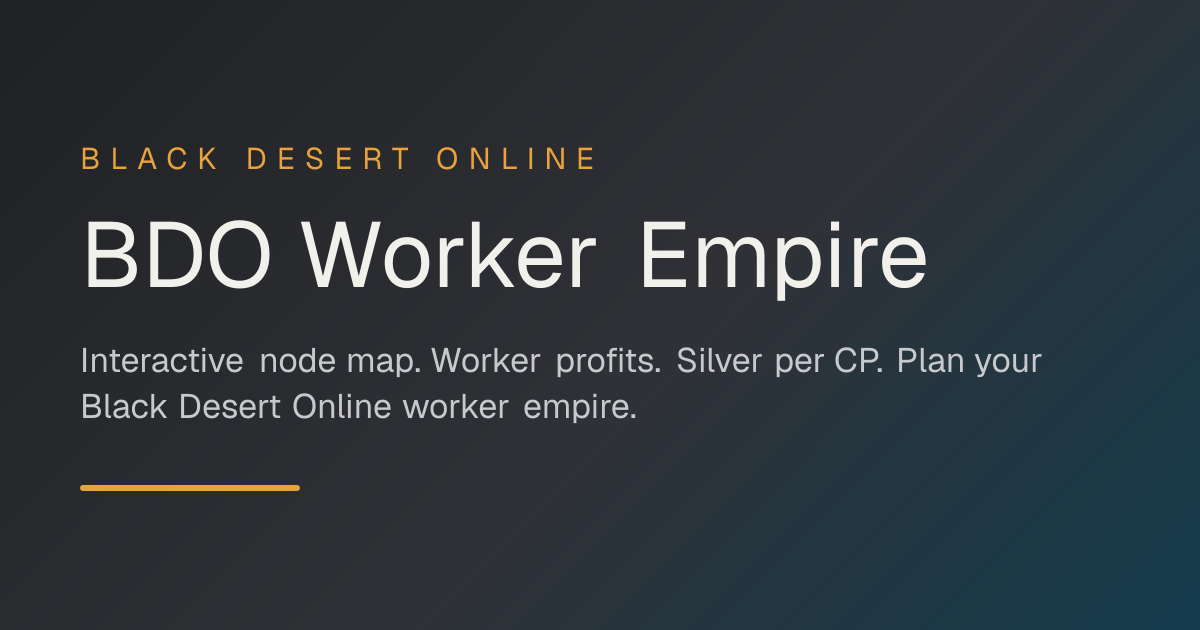 BDO Worker Empire | Best worker nodes and silver per CP